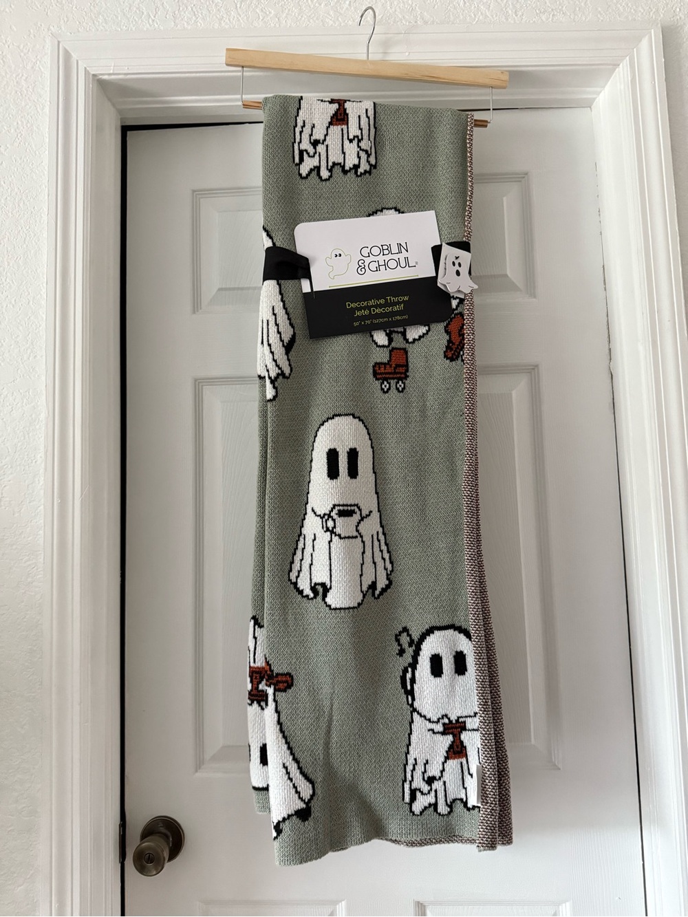 Halloween Goblin & Ghoul Ghost Skating Throw Blanket - Ships with hanger